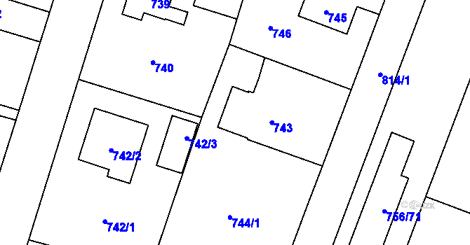 Parcela st. 744/2 v KÚ Letňany, Katastrální mapa