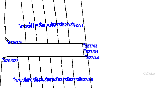 Parcela st. 527/43 v KÚ Letňany, Katastrální mapa