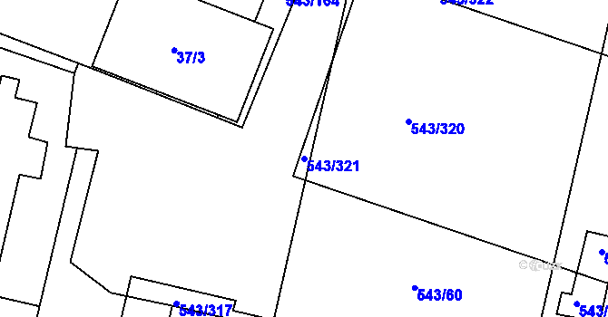 Parcela st. 543/321 v KÚ Letňany, Katastrální mapa
