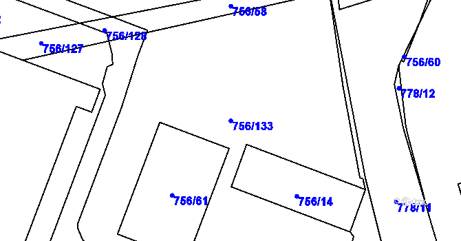 Parcela st. 756/133 v KÚ Letňany, Katastrální mapa