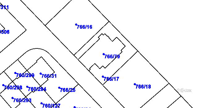Parcela st. 766/79 v KÚ Letňany, Katastrální mapa