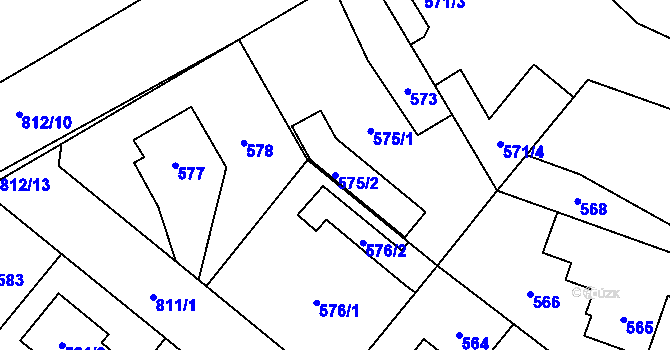 Parcela st. 575/2 v KÚ Letňany, Katastrální mapa