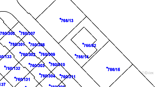Parcela st. 766/82 v KÚ Letňany, Katastrální mapa