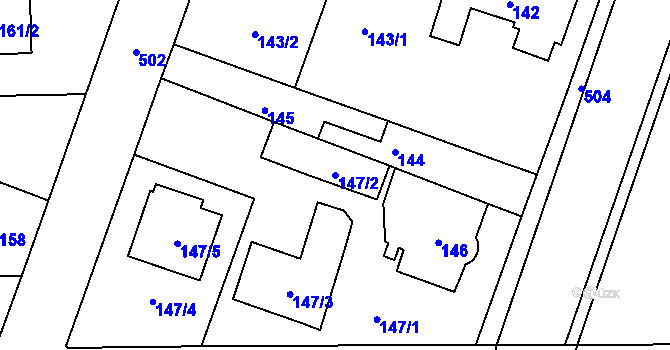 Parcela st. 147/2 v KÚ Třeboradice, Katastrální mapa
