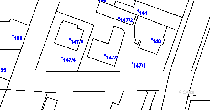 Parcela st. 147/3 v KÚ Třeboradice, Katastrální mapa