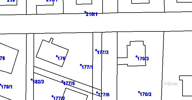 Parcela st. 177/3 v KÚ Třeboradice, Katastrální mapa