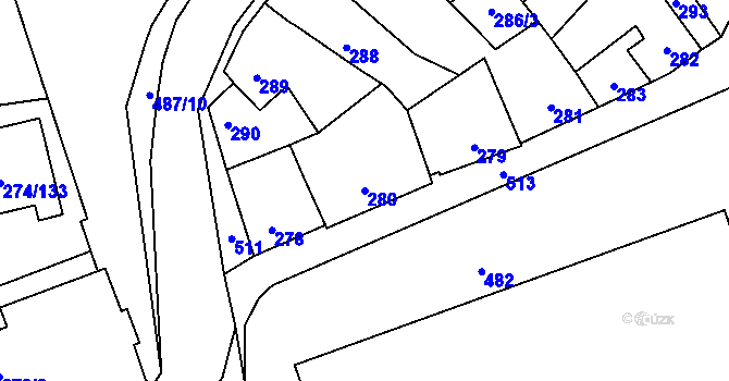 Parcela st. 280 v KÚ Třeboradice, Katastrální mapa