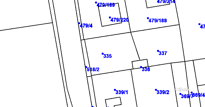 Parcela st. 335 v KÚ Třeboradice, Katastrální mapa