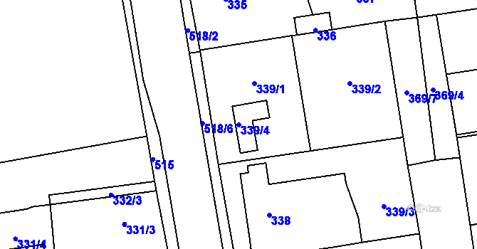 Parcela st. 339/4 v KÚ Třeboradice, Katastrální mapa