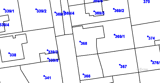 Parcela st. 368 v KÚ Třeboradice, Katastrální mapa