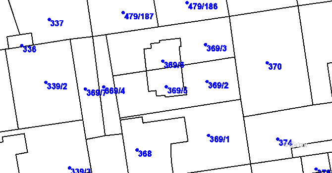 Parcela st. 369/5 v KÚ Třeboradice, Katastrální mapa