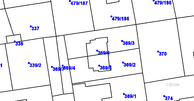 Parcela st. 369/6 v KÚ Třeboradice, Katastrální mapa