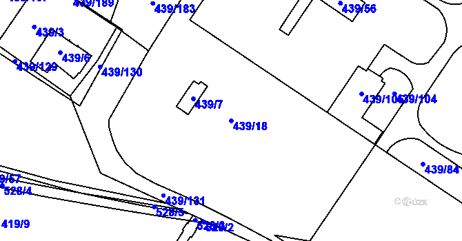 Parcela st. 439/18 v KÚ Třeboradice, Katastrální mapa
