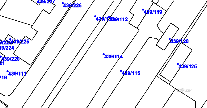 Parcela st. 439/114 v KÚ Třeboradice, Katastrální mapa