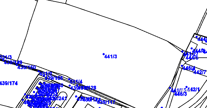 Parcela st. 441/3 v KÚ Třeboradice, Katastrální mapa