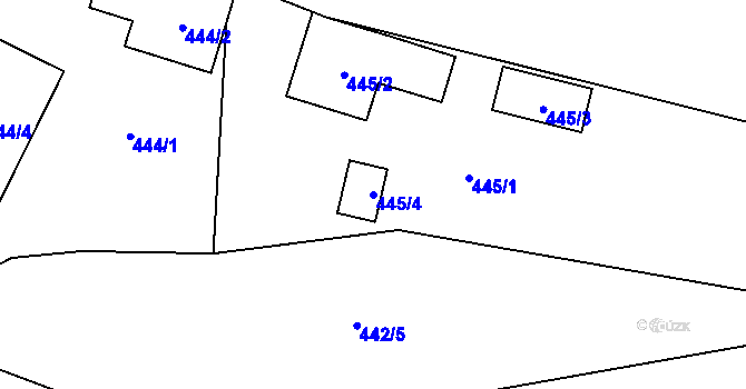 Parcela st. 445/4 v KÚ Třeboradice, Katastrální mapa