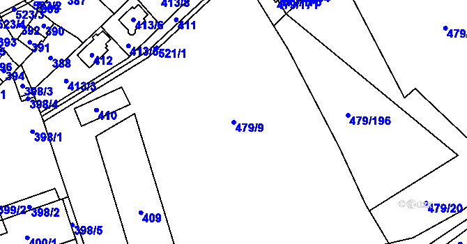 Parcela st. 479/9 v KÚ Třeboradice, Katastrální mapa