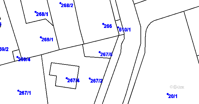 Parcela st. 267/5 v KÚ Třeboradice, Katastrální mapa