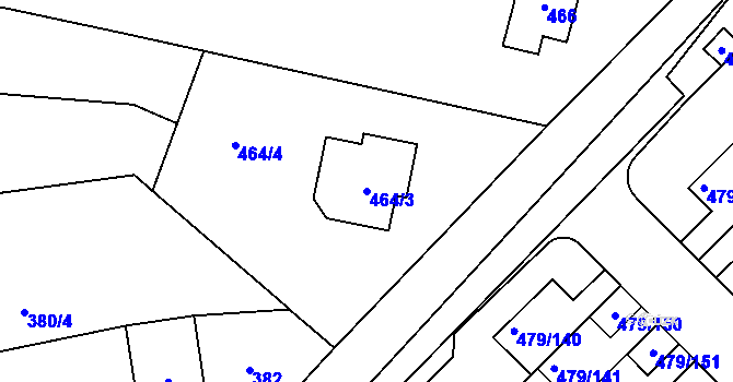 Parcela st. 464/3 v KÚ Třeboradice, Katastrální mapa