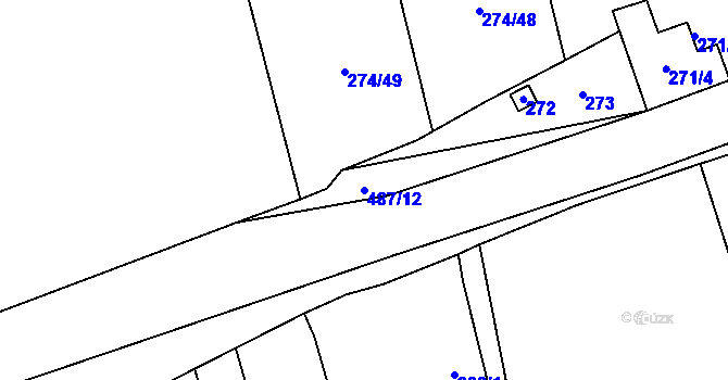 Parcela st. 487/12 v KÚ Třeboradice, Katastrální mapa