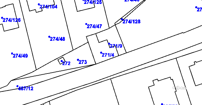 Parcela st. 271/4 v KÚ Třeboradice, Katastrální mapa