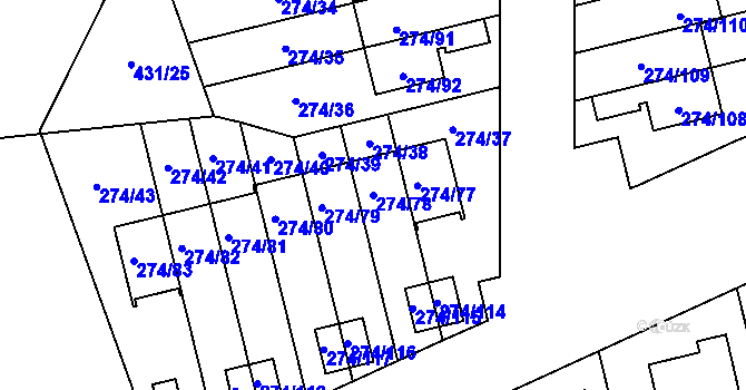 Parcela st. 274/78 v KÚ Třeboradice, Katastrální mapa