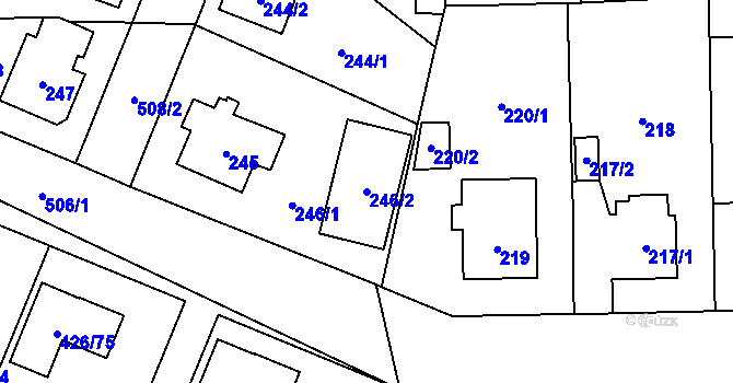 Parcela st. 246/2 v KÚ Třeboradice, Katastrální mapa
