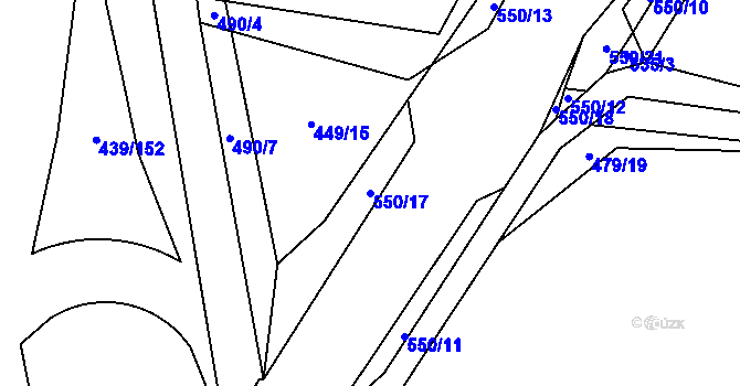Parcela st. 550/17 v KÚ Třeboradice, Katastrální mapa