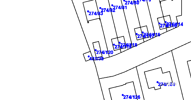 Parcela st. 274/120 v KÚ Třeboradice, Katastrální mapa