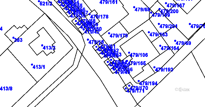 Parcela st. 479/45 v KÚ Třeboradice, Katastrální mapa