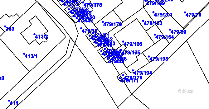 Parcela st. 479/47 v KÚ Třeboradice, Katastrální mapa