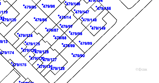 Parcela st. 479/99 v KÚ Třeboradice, Katastrální mapa