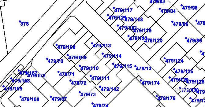 Parcela st. 479/114 v KÚ Třeboradice, Katastrální mapa