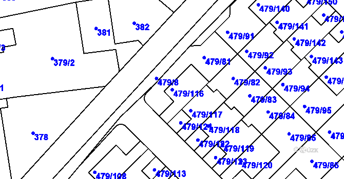 Parcela st. 479/116 v KÚ Třeboradice, Katastrální mapa