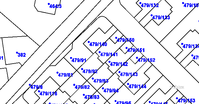 Parcela st. 479/141 v KÚ Třeboradice, Katastrální mapa