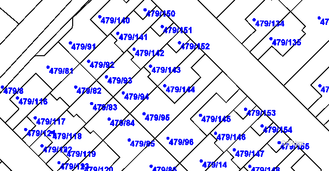 Parcela st. 479/144 v KÚ Třeboradice, Katastrální mapa