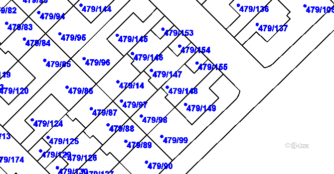 Parcela st. 479/148 v KÚ Třeboradice, Katastrální mapa
