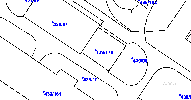 Parcela st. 439/178 v KÚ Třeboradice, Katastrální mapa