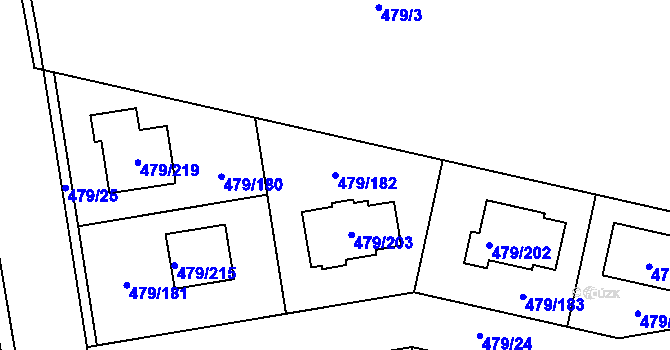 Parcela st. 479/182 v KÚ Třeboradice, Katastrální mapa