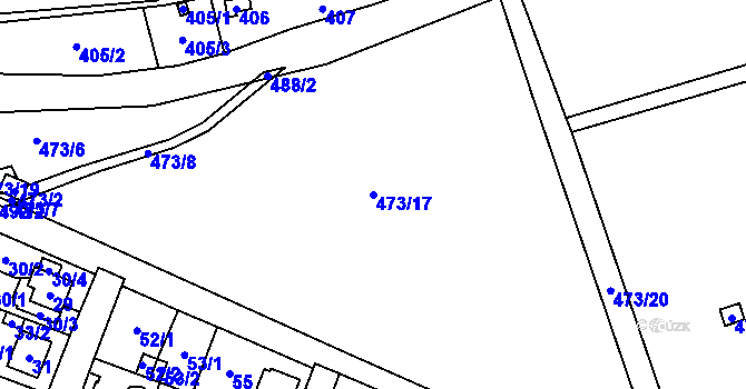 Parcela st. 473/17 v KÚ Třeboradice, Katastrální mapa