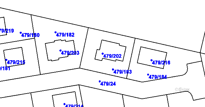 Parcela st. 479/202 v KÚ Třeboradice, Katastrální mapa
