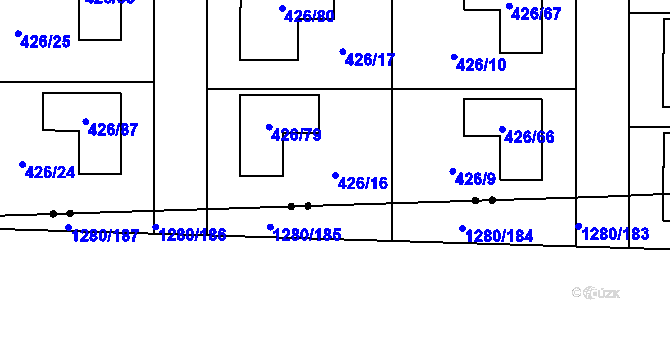Parcela st. 426/16 v KÚ Třeboradice, Katastrální mapa
