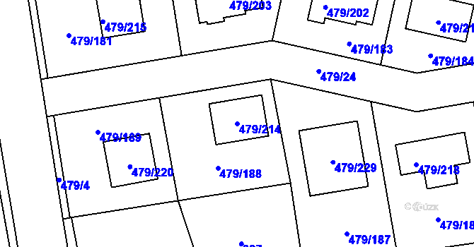 Parcela st. 479/214 v KÚ Třeboradice, Katastrální mapa