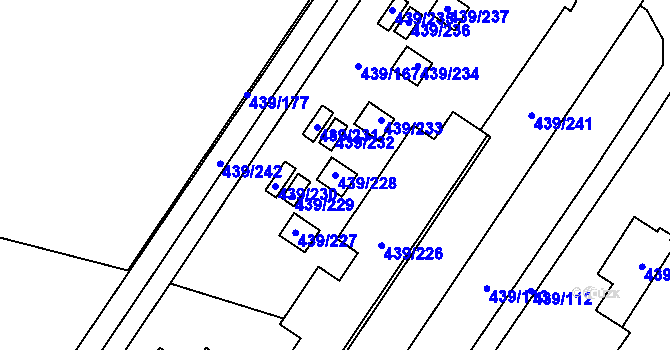 Parcela st. 439/228 v KÚ Třeboradice, Katastrální mapa