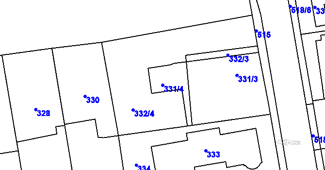 Parcela st. 331/4 v KÚ Třeboradice, Katastrální mapa