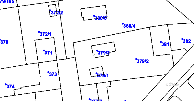 Parcela st. 379/3 v KÚ Třeboradice, Katastrální mapa