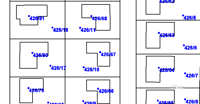 Parcela st. 426/67 v KÚ Třeboradice, Katastrální mapa