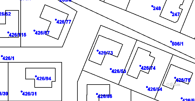 Parcela st. 426/73 v KÚ Třeboradice, Katastrální mapa