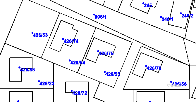 Parcela st. 426/75 v KÚ Třeboradice, Katastrální mapa