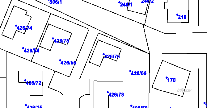 Parcela st. 426/76 v KÚ Třeboradice, Katastrální mapa